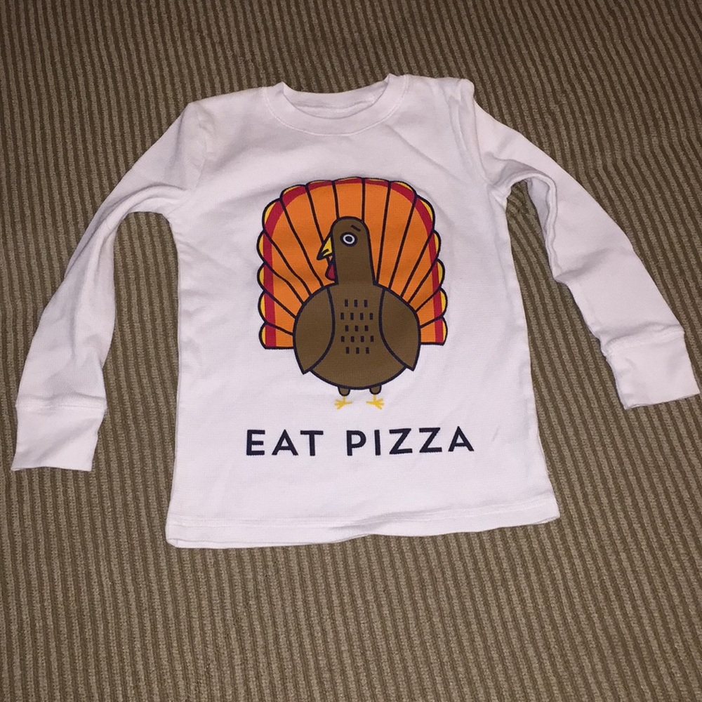 Thanksgiving turkey ‘eat pizza’ long sleeve.